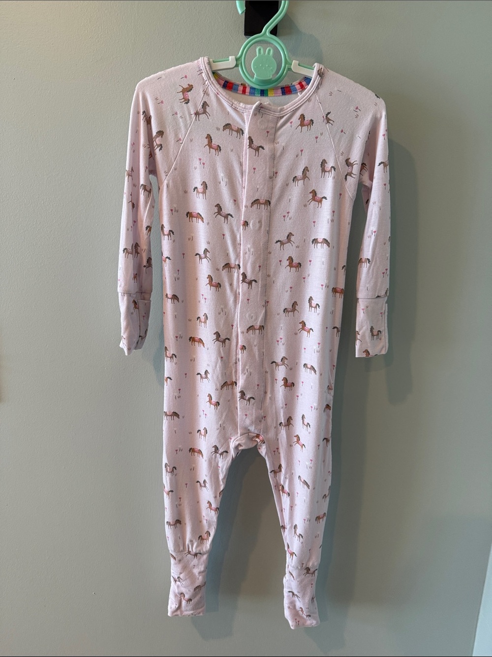Magnetic Me Pink Horse-Print Footed One-Piece 12-18M